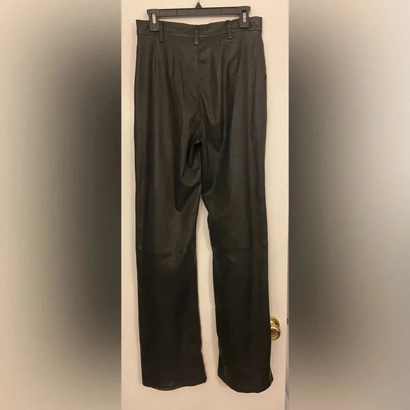 SPRWMN Leather Straight Leg Trousers Black Size Small - Picture 7 of 8